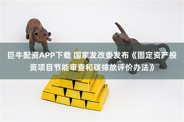 巨牛配资APP下载 国家发改委发布《固定资产投资项目节能审查和碳排放评价办法》